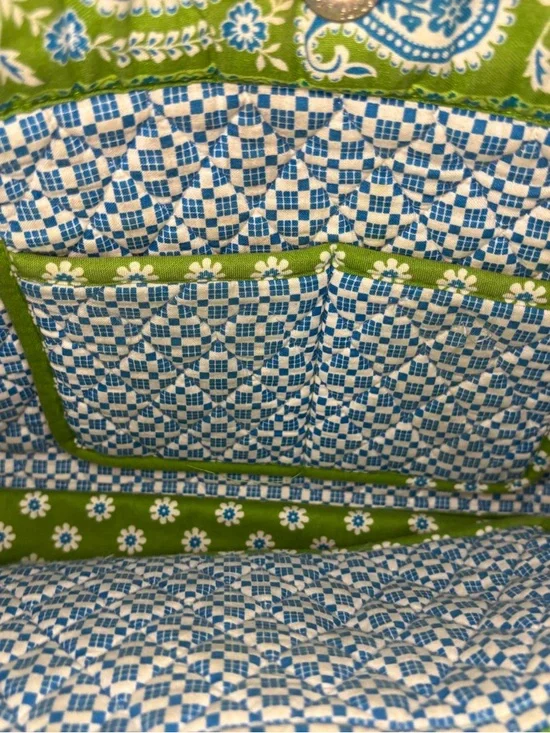 Vera Bradley 3 Piece Set, Quilted Green Floral Tote with Matching Wallet & Pouch - Picture 15 of 16